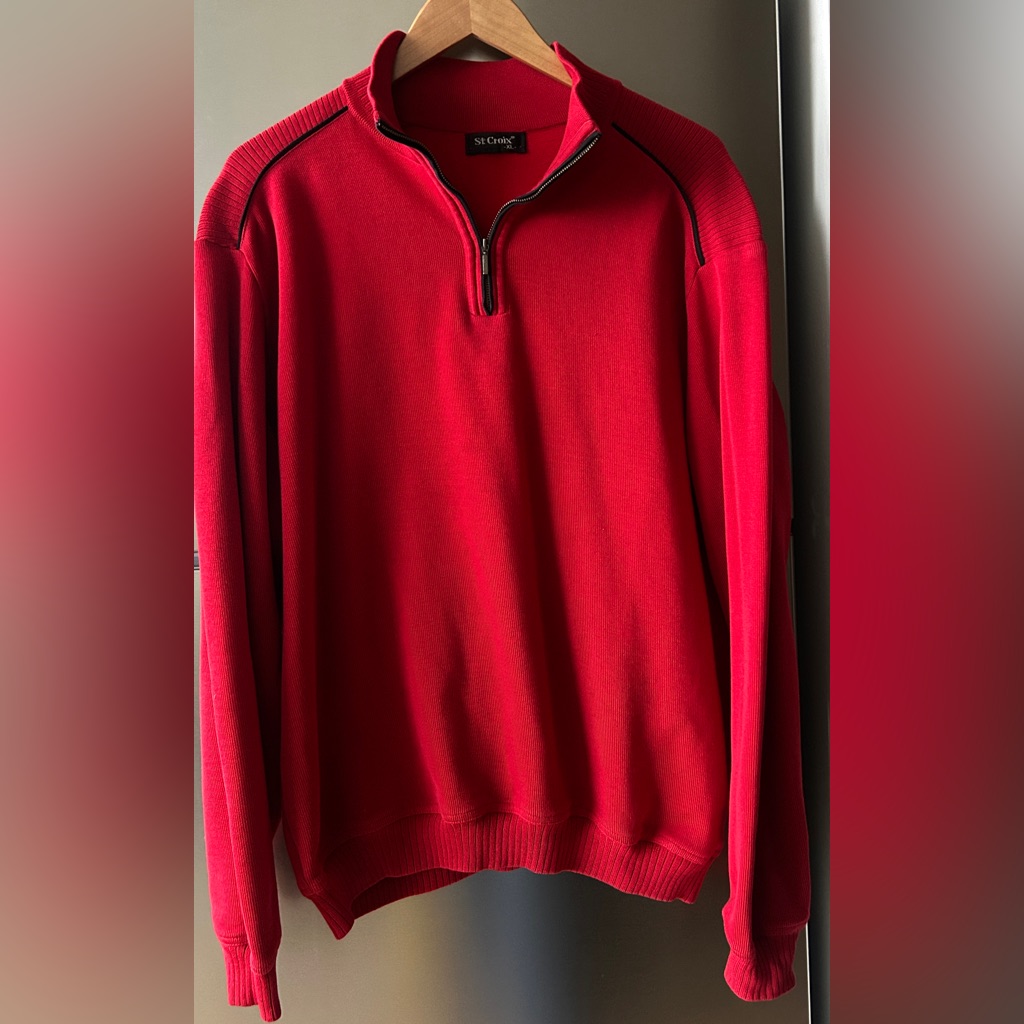 St. Croix Quarter Zip Sweater Xl Red Made In Usa Pullover